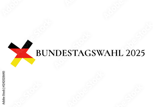 Free Download Bundestagswahl 2025, German Federal Election. Ballot box with German flag and election paper. Representation of democracy, political decision-making, and governance, isolated on white background. BTW - GFXLoad