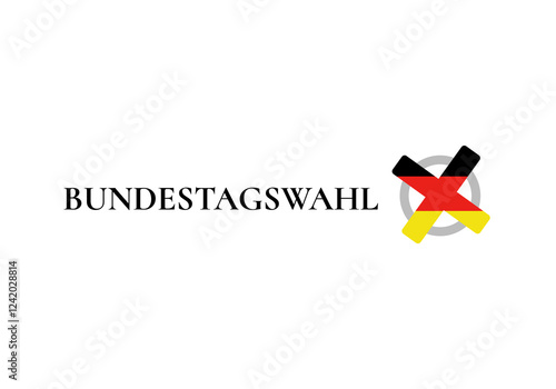 Free Download Bundestagswahl 2025, German Federal Election. Ballot box with German flag and election paper. Representation of democracy, political decision-making, and governance, isolated on white background. BTW - GFXLoad