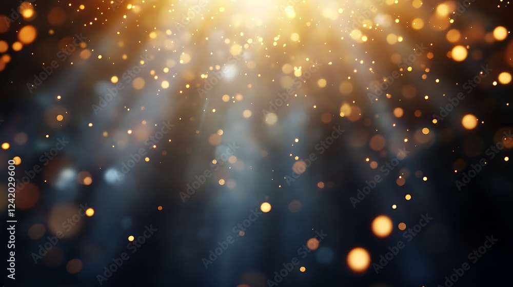 Obraz premium A mesmerizing display of golden light particles creating an ethereal atmosphere.