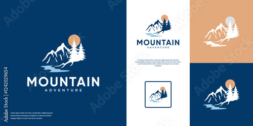 rock mountain logo , backpacker adventure , outdoor , vector design inspiration.