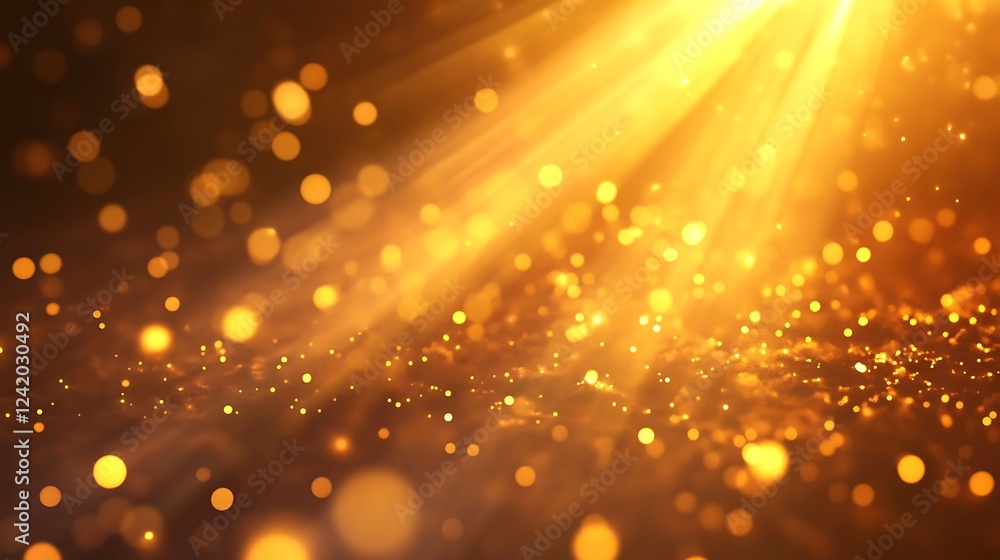 Obraz premium A warm, shimmering background of golden light and bokeh effects.