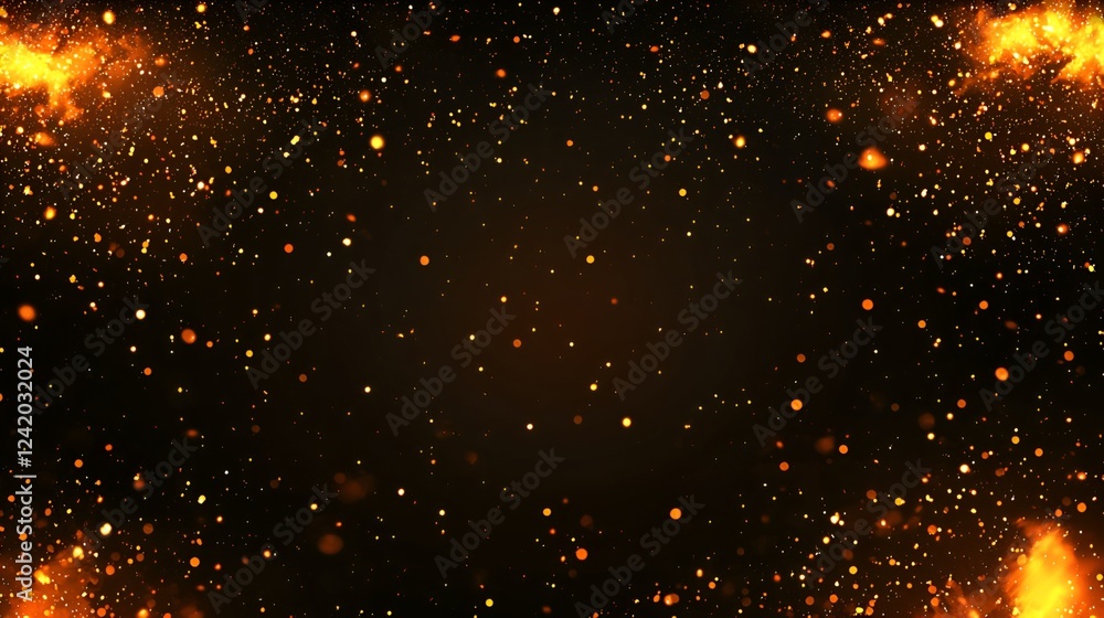 Obraz premium Fiery embers background, sparks, night, design, abstract