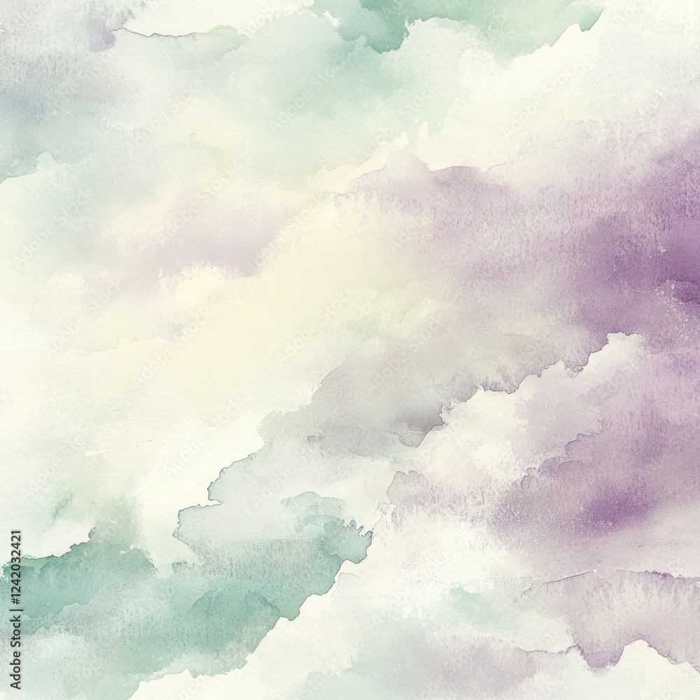 Obraz premium Subtle abstract watercolor texture blending soft purple and green tones with a light and airy feel for artistic backgrounds