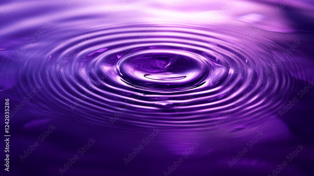 Close-up of a water drop creating ripples on a purple liquid surface, showcasing the dynamic motion of water and the vibrant colors reflecting the beauty of fluid dynamics. Close-up of a water drop creating ripples on a purple liquid surface, showcasing the dynamic motion of water and the vibrant colors reflecting the beauty of fluid dynamics.