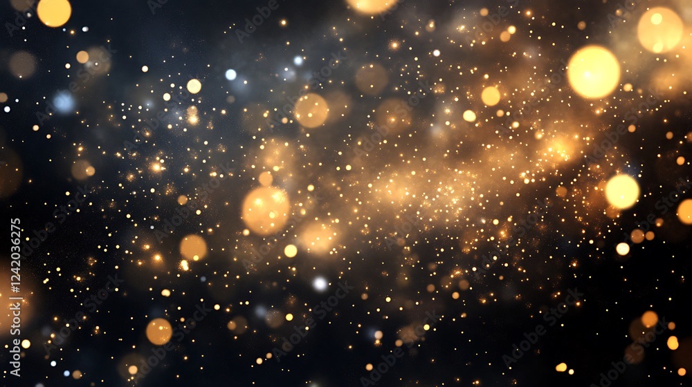 Obraz premium A mesmerizing background of golden and white sparkles against a dark backdrop.