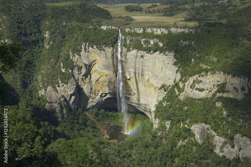 waterfall with rainbow