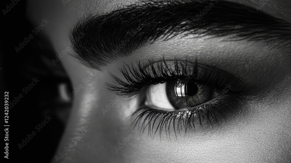 An artistic shot of beautifully groomed eyebrows with a subtle arch, framed by long, luscious eyelashes, creating an elegant and captivating gaze An artistic shot of beautifully groomed eyebrows with a subtle arch, framed by long, luscious eyelashes, creating an elegant and captivating gaze