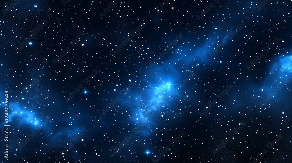 Fototapeta premium A stunning depiction of a starry night sky with vibrant blue nebulae.