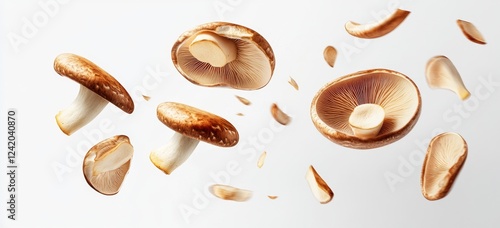 Wallpaper Mural Shiitake Mushrooms Levitating, Studio Shot, Food Photography Torontodigital.ca