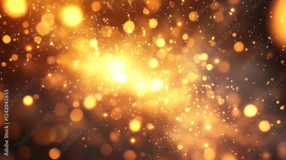 A vibrant display of golden bokeh lights creating a magical, dreamy atmosphere. A vibrant display of golden bokeh lights creating a magical, dreamy atmosphere.