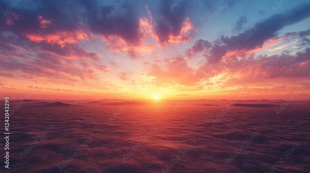 Stunning landscape of evolving rolling landforms beneath a vibrant, shifting sunset sky. Symbolizes nature's dynamic transformation, resilience, and the endless flow of time and change.
Stunning landscape of evolving rolling landforms beneath a vibrant, shifting sunset sky. Symbolizes nature's dynamic transformation, resilience, and the endless flow of time and change.