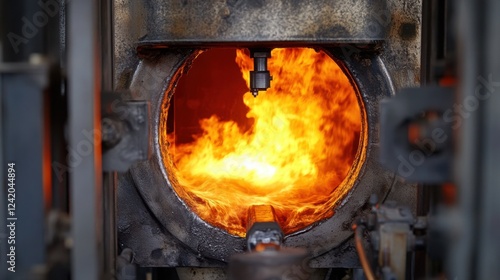 Molten steel refining process in a basic oxygen furnace with visible intense heat display