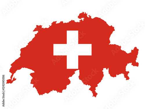 Map of Switzerland with flag