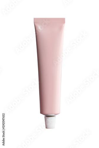 Mockup of a pink metal tube for cream, paint and other cosmetic care products on a transparent background