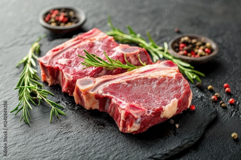 Quality meat cuts prepared with care on a rustic wooden board alongside fresh ingredients in a well-lit kitchen Quality meat cuts prepared with care on a rustic wooden board alongside fresh ingredients in a well-lit kitchen