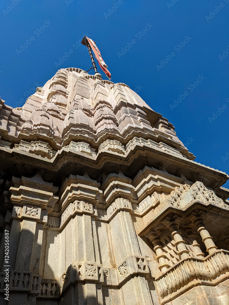 The giant temple tower, all in marble, Udaipur, India