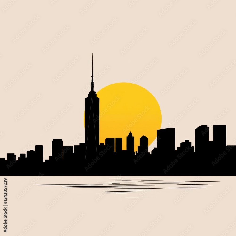 Art style illustration of city skyline over blue background silhouetted skyline cityscape architecture illustration building city vector Art style illustration of city skyline over blue background silhouetted skyline cityscape architecture illustration building city vector