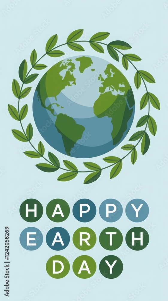 Earth day celebration design with globe and green leaves for environmental awareness Earth day celebration design with globe and green leaves for environmental awareness