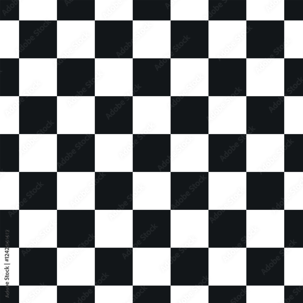Fototapeta premium Classic Black and White Chessboard Squares Seamless Pattern Design for Strategy Games, Board Game Design, Abstract Geometric Background, Checkered Art