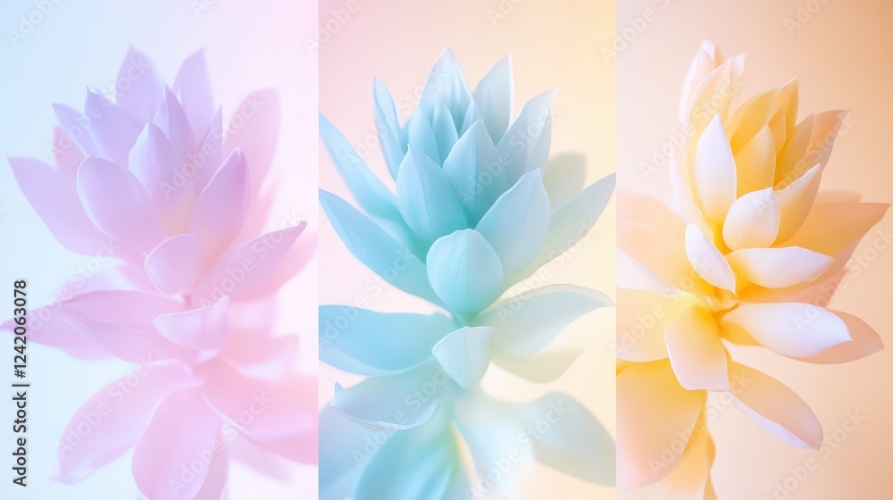 Pastel Flowers Softly Blooming in Triadic Harmony Pastel Flowers Softly Blooming in Triadic Harmony