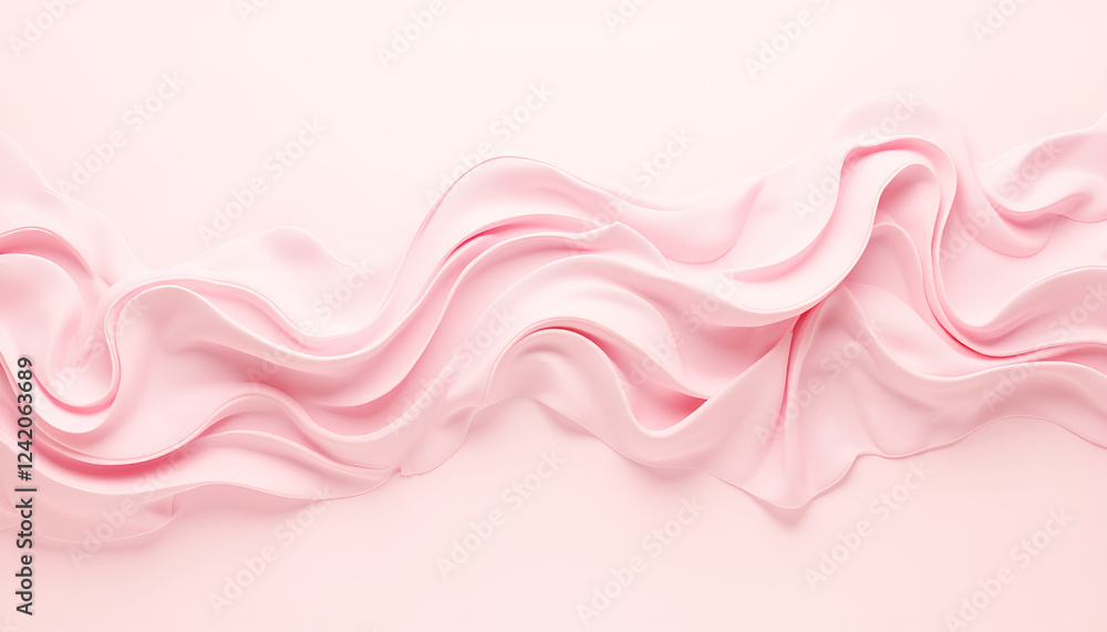 Obraz premium Pink satin fabric with elegant waves on soft background, Magnolia Blossoms, New Blooms