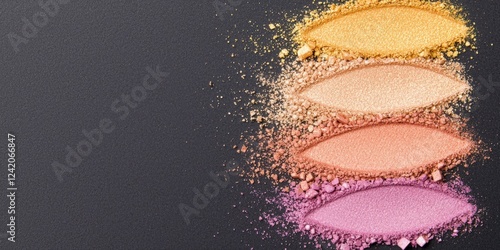 Vibrant crushed eyeshadow powders in warm tones for beauty cosme photo