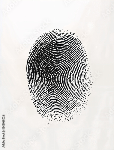 Fingerprint isolated on white background. Forensic method, identification of personality.