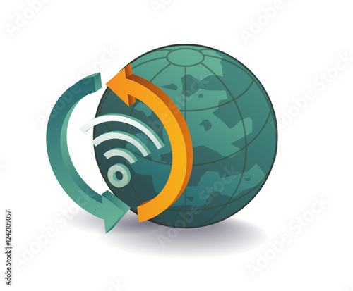 World internet wifi signal rotation