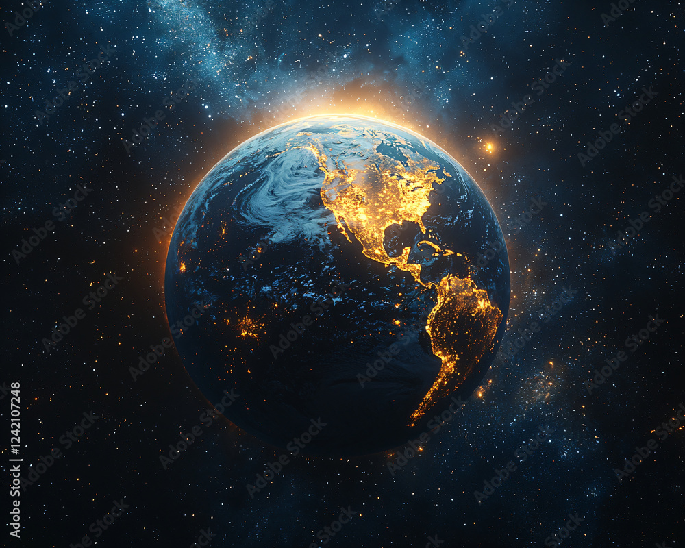 Obraz premium Half Illuminated Earth background wallpaper