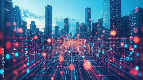 Wallpaper Mural Futuristic Cityscape: Networked Urban Landscape Torontodigital.ca