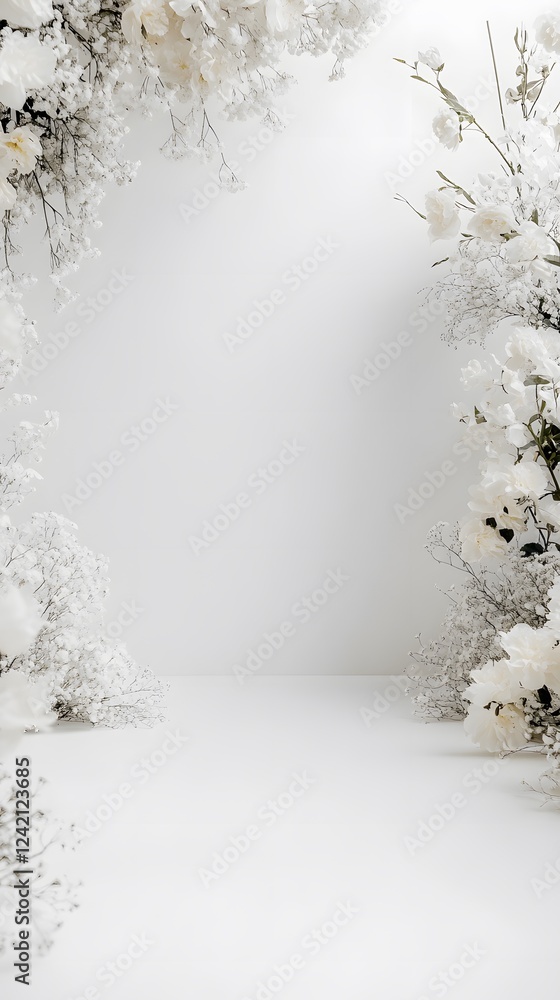 Fototapeta premium White Floral Arrangement on White Background