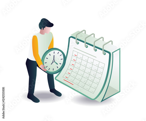 Setting time for business plan concept illustration