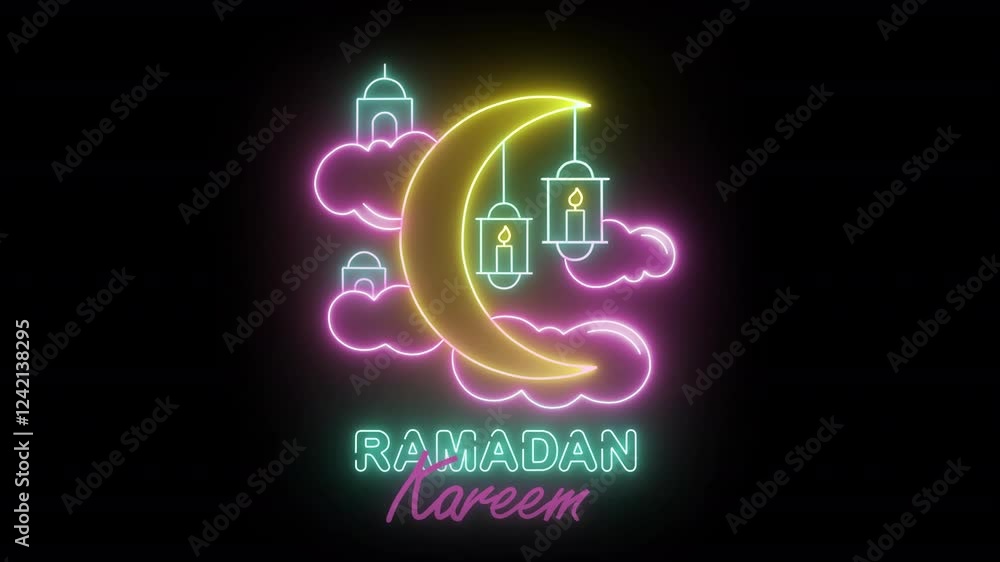 Neon Ramadan Element On Alpha