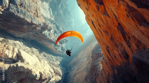Wallpaper Mural Paraglider Soaring Above Majestic Canyon Landscape at Sunrise Torontodigital.ca