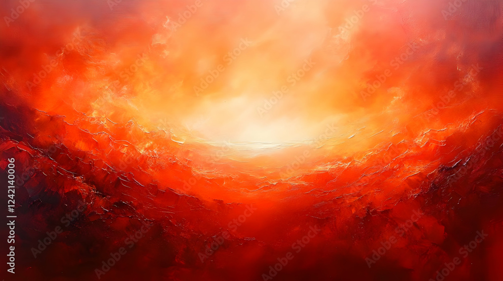 Fototapeta premium Fiery Sunset Abstract Painting
