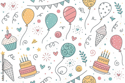 Festive birthday party background pattern