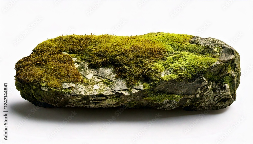 Rustic stone slab with moss and cracks, isolated on a white background, perfect for ancient or natural-themed text placement Rustic stone slab with moss and cracks, isolated on a white background, perfect for ancient or natural-themed text placement