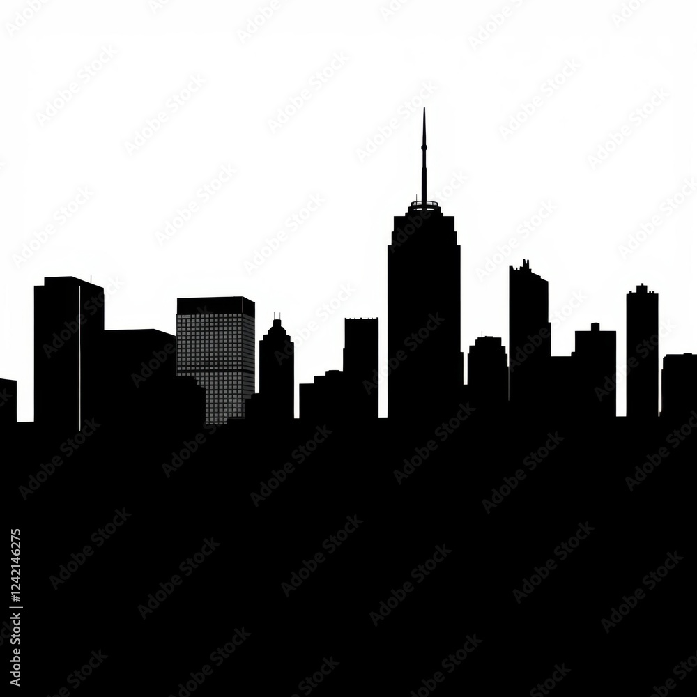 Fototapeta premium A silhouette of a bustling city skyline at sunset skyline silhouette 