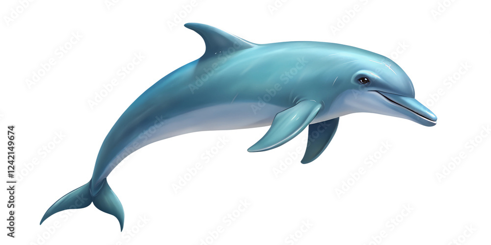 Obraz premium Dolphins swim gracefully in vibrant blue waters during a sunny day, showcasing their playful nature and intelligence in the ocean Transparent PNG
