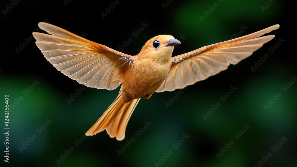 Fototapeta premium Beautiful bird in flight with vibrant orange feathers and wide wings