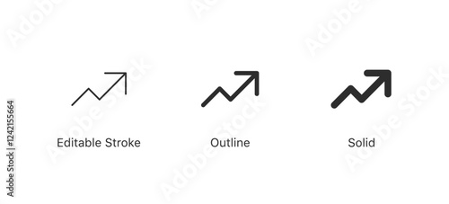 arrow increase icon , trending icons . growing graph symbol - Increasing growth statistic arrow icon, up arrows symbols. web vector icon. Editable stroke