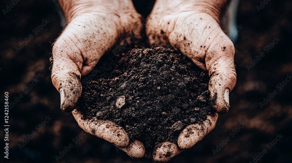Farmer proudly displays nutrient-rich soil, highlighting its potential for fruitful growth