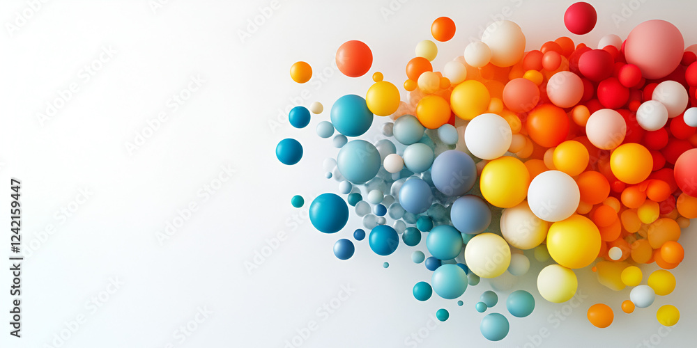 Balloons in a Rainbow of Colors Floating in the Sky