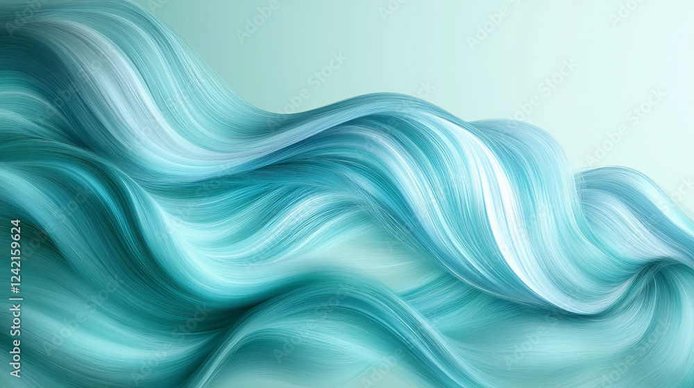 Obraz premium Abstract teal waves flow, background gradient. Design, website, banner
