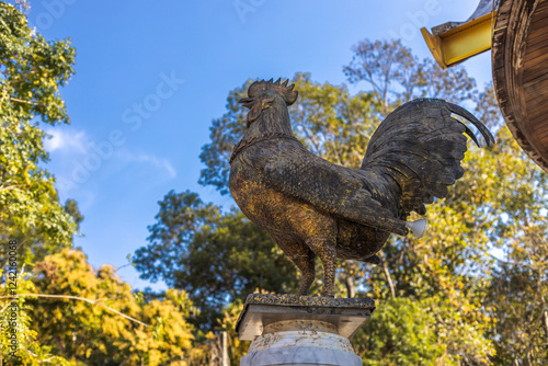 Background of beautiful religious tourist attraction,the church in the middle of the river in Wat Sa Prasan Suk (Wat Ban Na Muang), Ubon Ratchathani,Thailand,has ancient sculptures worth studying. photo