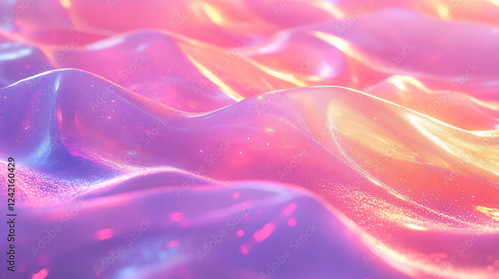 Obraz premium Abstract iridescent waves, pastel background, design element