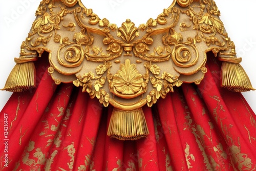 Wallpaper Mural Gold ornate curtain detail, red fabric, stage backdrop, theatrical design Torontodigital.ca