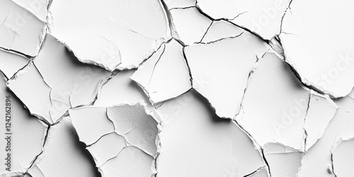White porcelain fragments with fine cracks forming unique broken texture