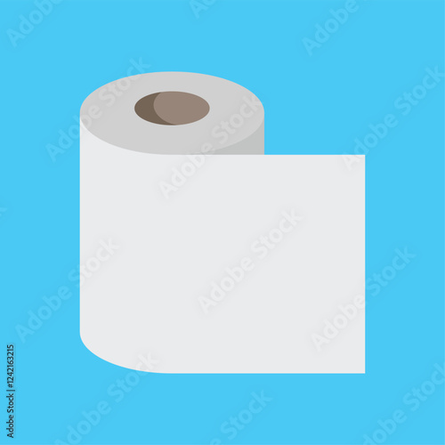 Toilet paper isolated on a blue background. Tissue for use in the toilet room. Toilet paper illustration flat vector symbol from bathroom collection for mobile apps, web, infographics and ui, EPS 10.