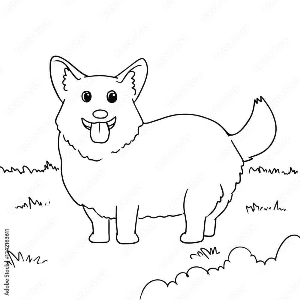 Obraz premium Cute Corgi Animal Coloring Page